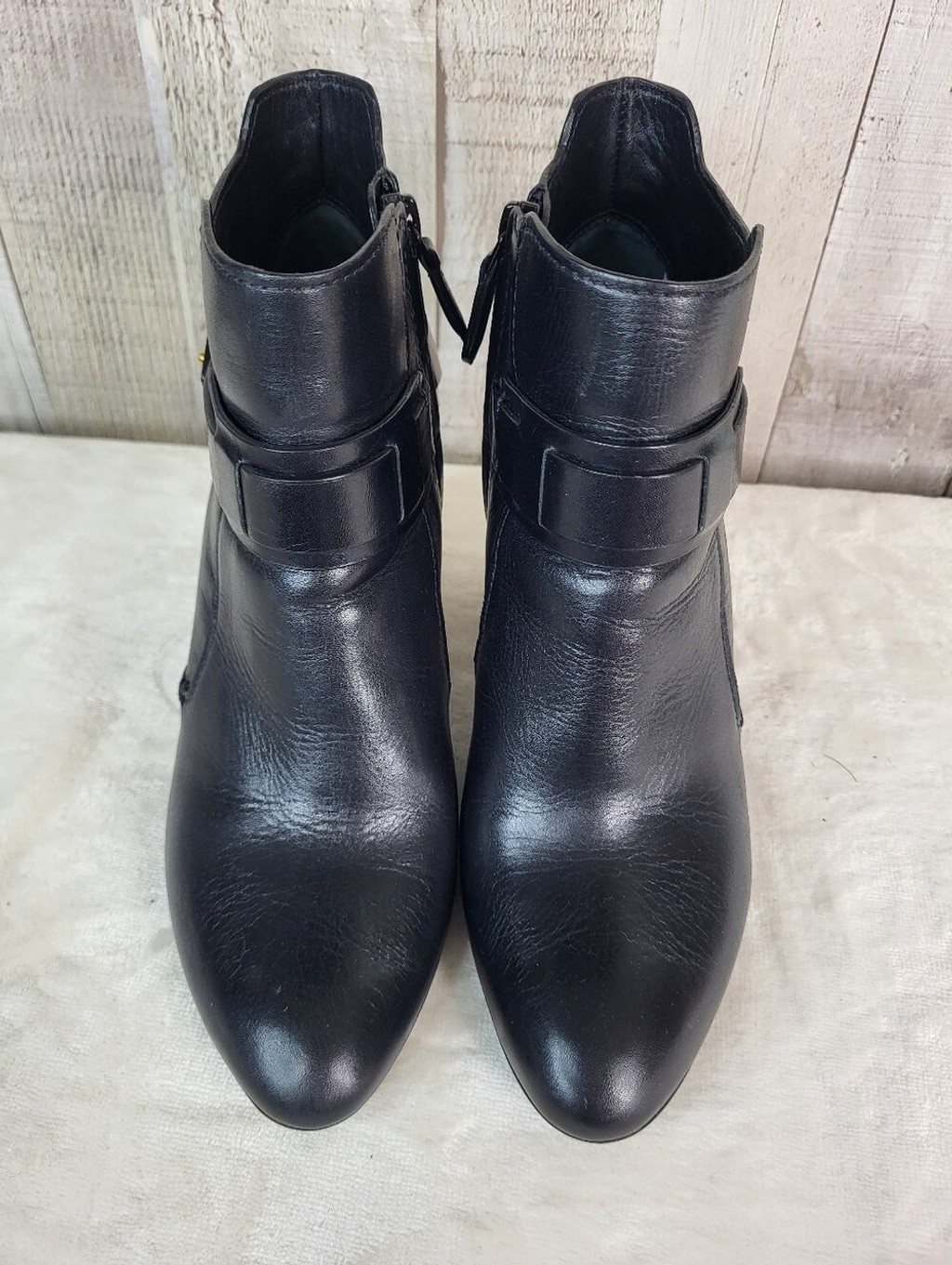 Tory Burch Colton Black Leather Ankle Booties with Strap Size 7 Ladies
