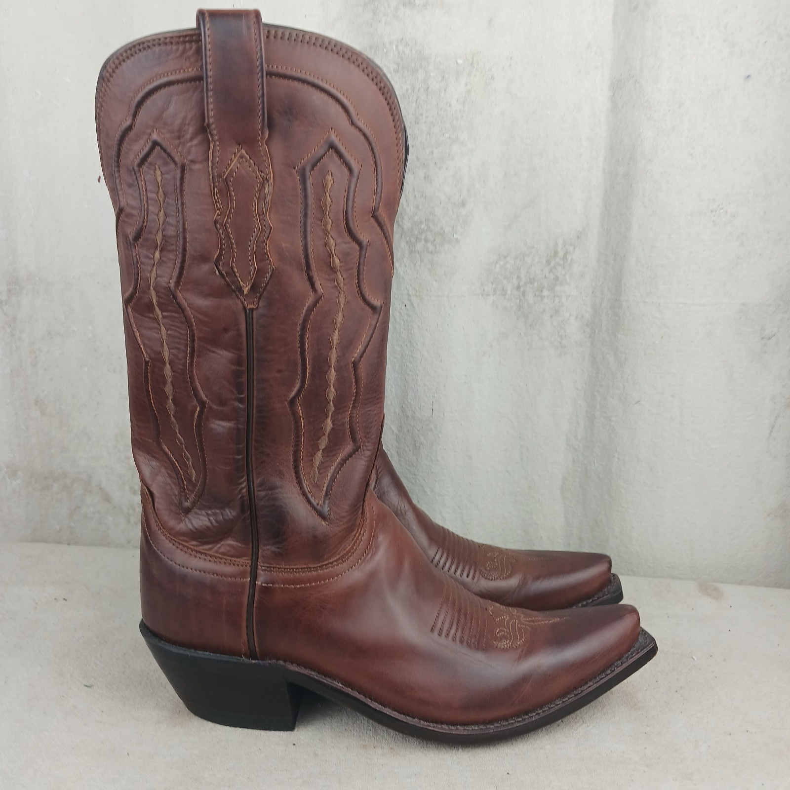 Brown Leather Lucchese Snip Toe Cowboy Boots Women’s Size 7 1/2