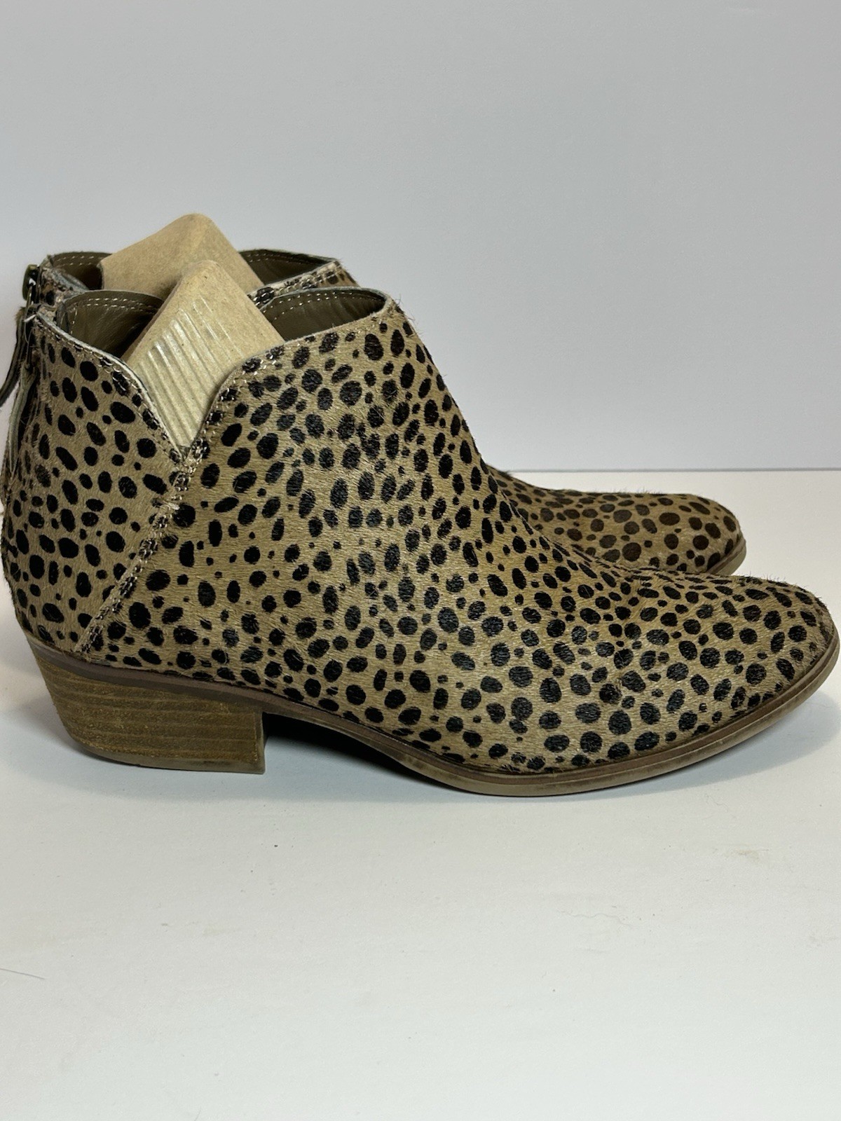 Michael Shannon Leather Upper Ankle Booties ZipUp Women’s 8 Leopard Print Animal