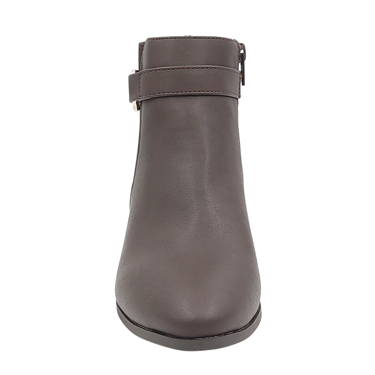 Karen Scott Women Nadine Block Heel Ankle Booties Size US 5M Brown Faux Leather