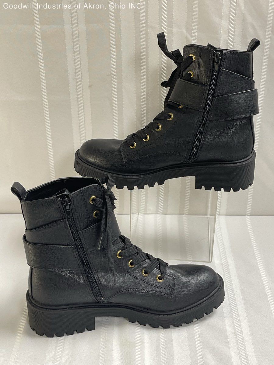 Guess Caleena Black Platform Lug Sole Combat Ankle Boots Women’s Size 7.5