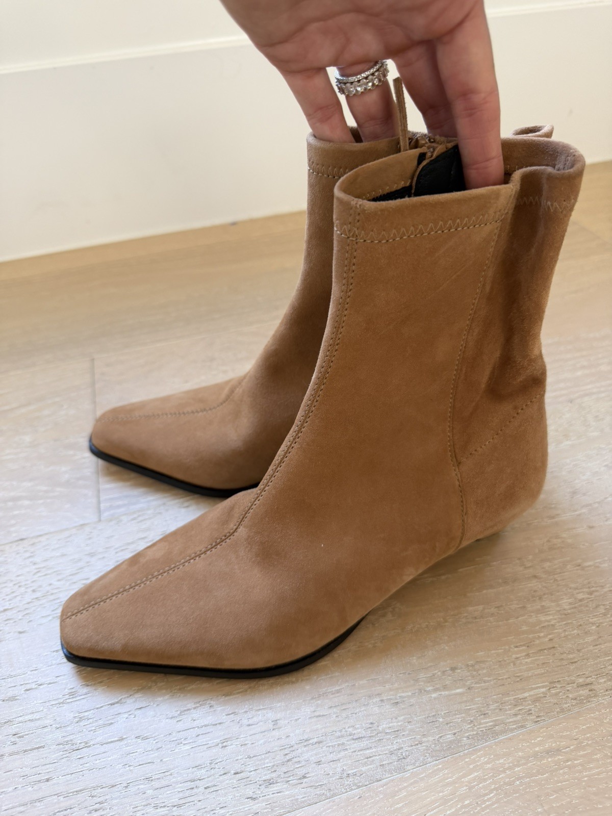 J Crew Boots Womens 7 Brown Suede Ankle Booties Back Zip Pointed Toe Shoes