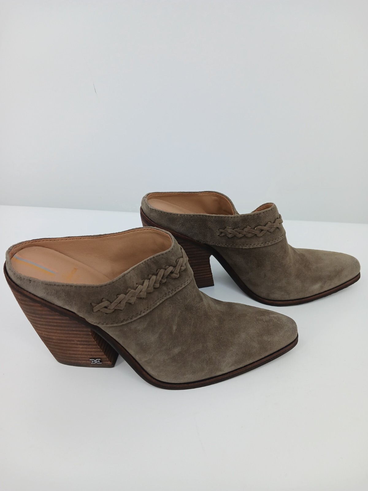 Sam Edelman Women Boot Desert Olive 9 Bootie Slip On Cable Weave Stacked Heel