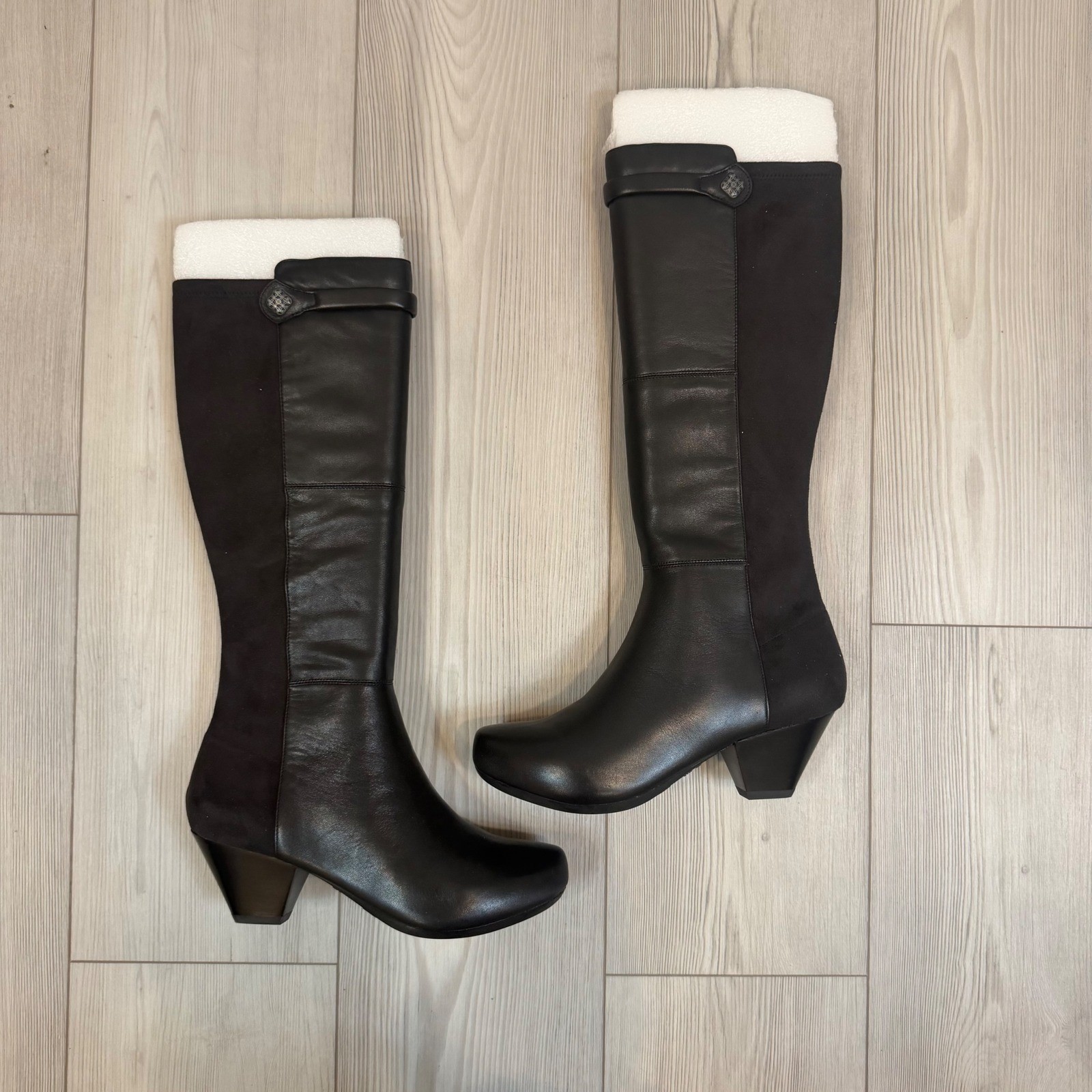 NEW Dansko Bethany Black Nappa Leather Knee High Heeled Boots Size 39 US 8.5-9