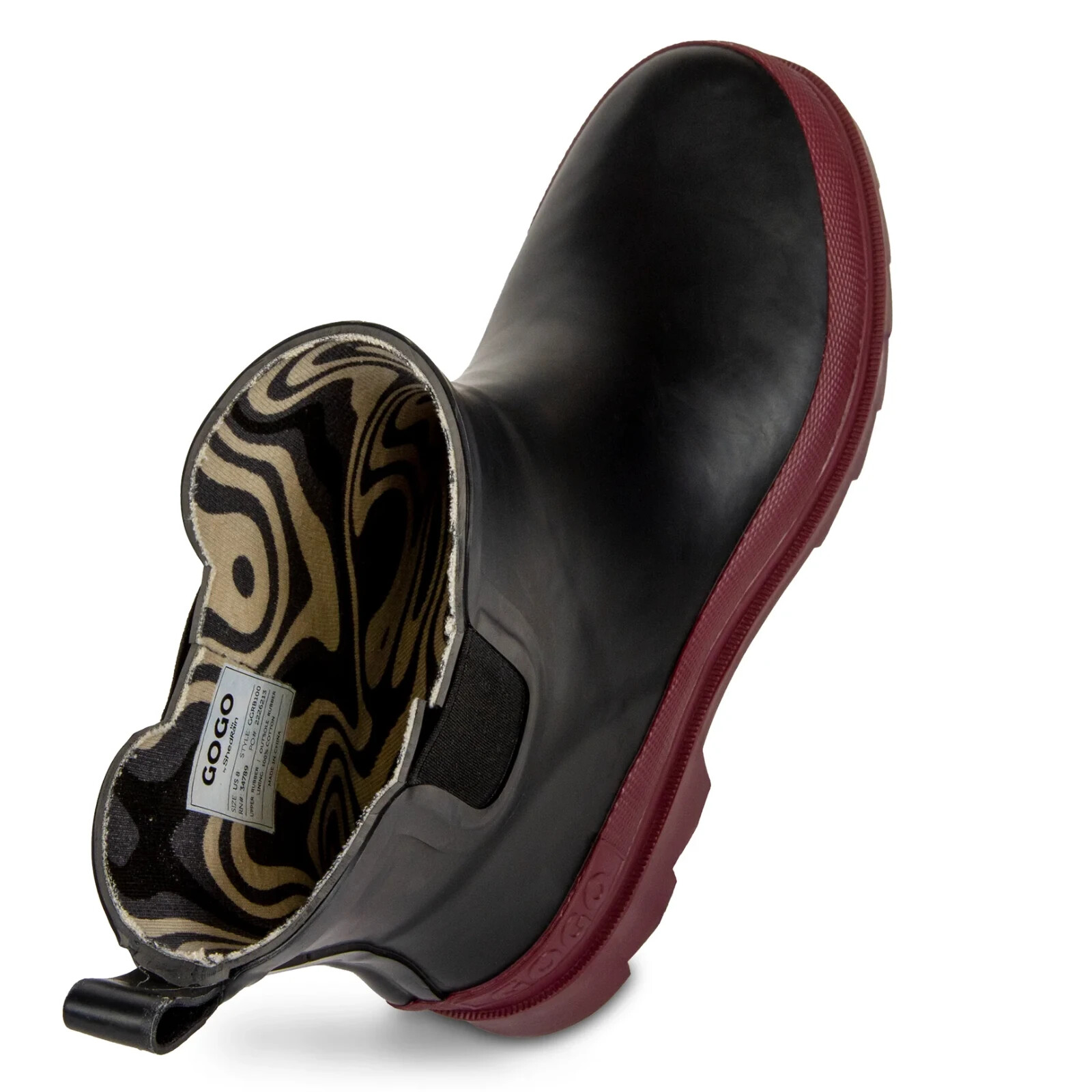 ShedRain GOGO Chelsea Rubber/Solid Lining Rain Boot black Tawny Port