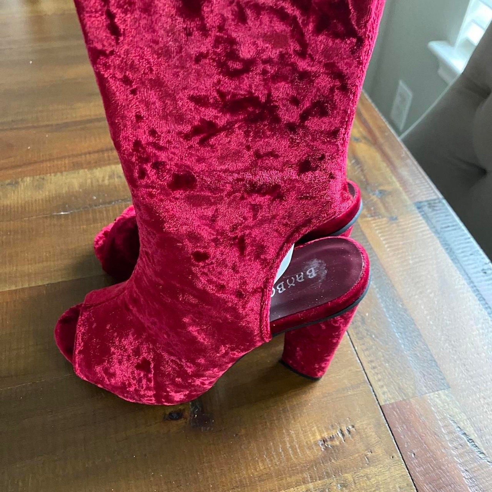 Elegant Pink Velvet Over-the-Knee Thigh High Open Back Boots Fancy Sexy