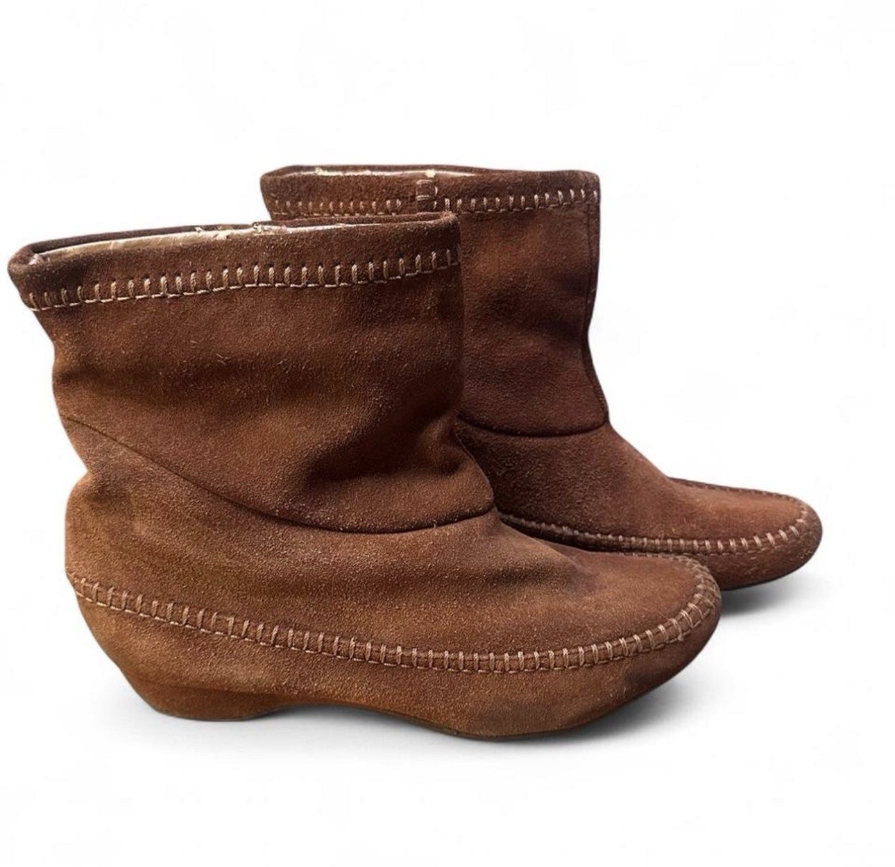 Women’s Leather Moccasin Booties Lightweight Leather Slip On Boots Size 10 B