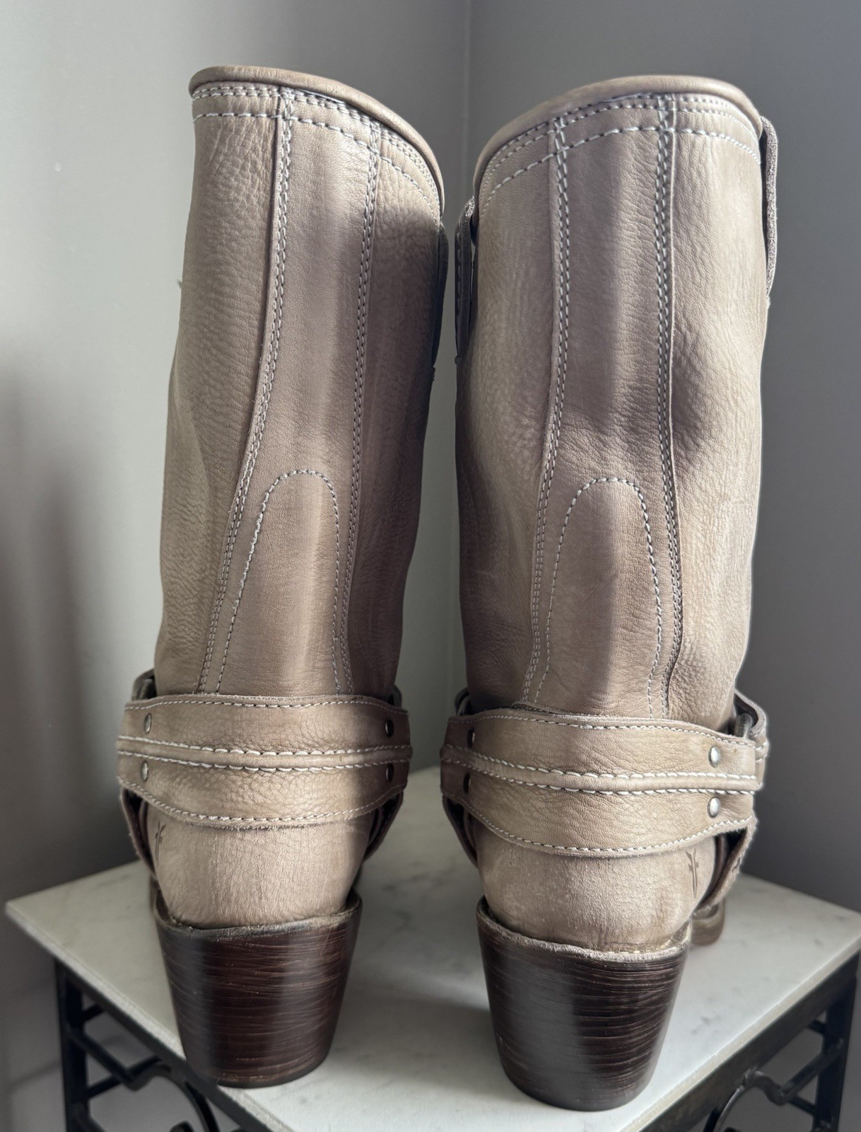 Frye Carmen Harness Short Leather Boots 77376 Womens SAND Biker MOTO 11B 🔥🔥