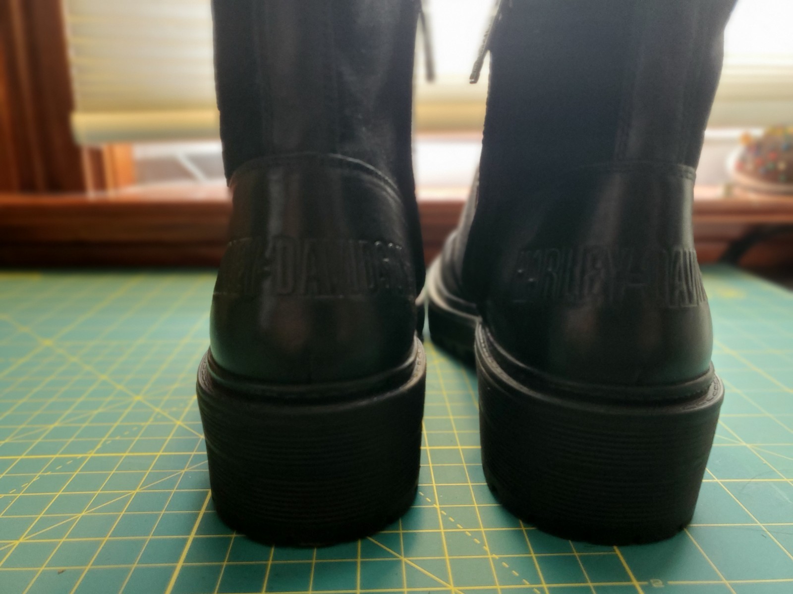 EUC Harley Davidson Combat Boots, Womens 7 – Valene Black Leather Canvas Lace Up