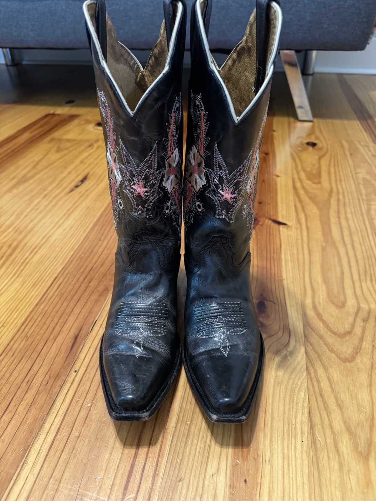 JB Dillon Women’s Leather Embroidered Cowboy Boots Size 8B #JBW2322