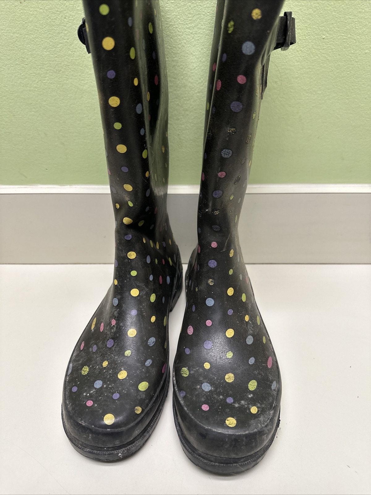 Women’s Western Chief Rain Boots Neoprene Rubber Tread Polka Dot Size 6
