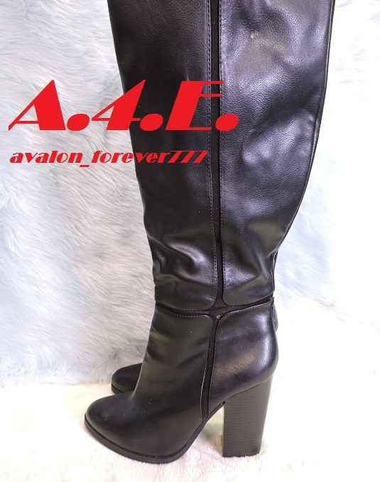 Unknown Brand Black Chucnk heel knee boots Size Womens 11 Mens 8.5