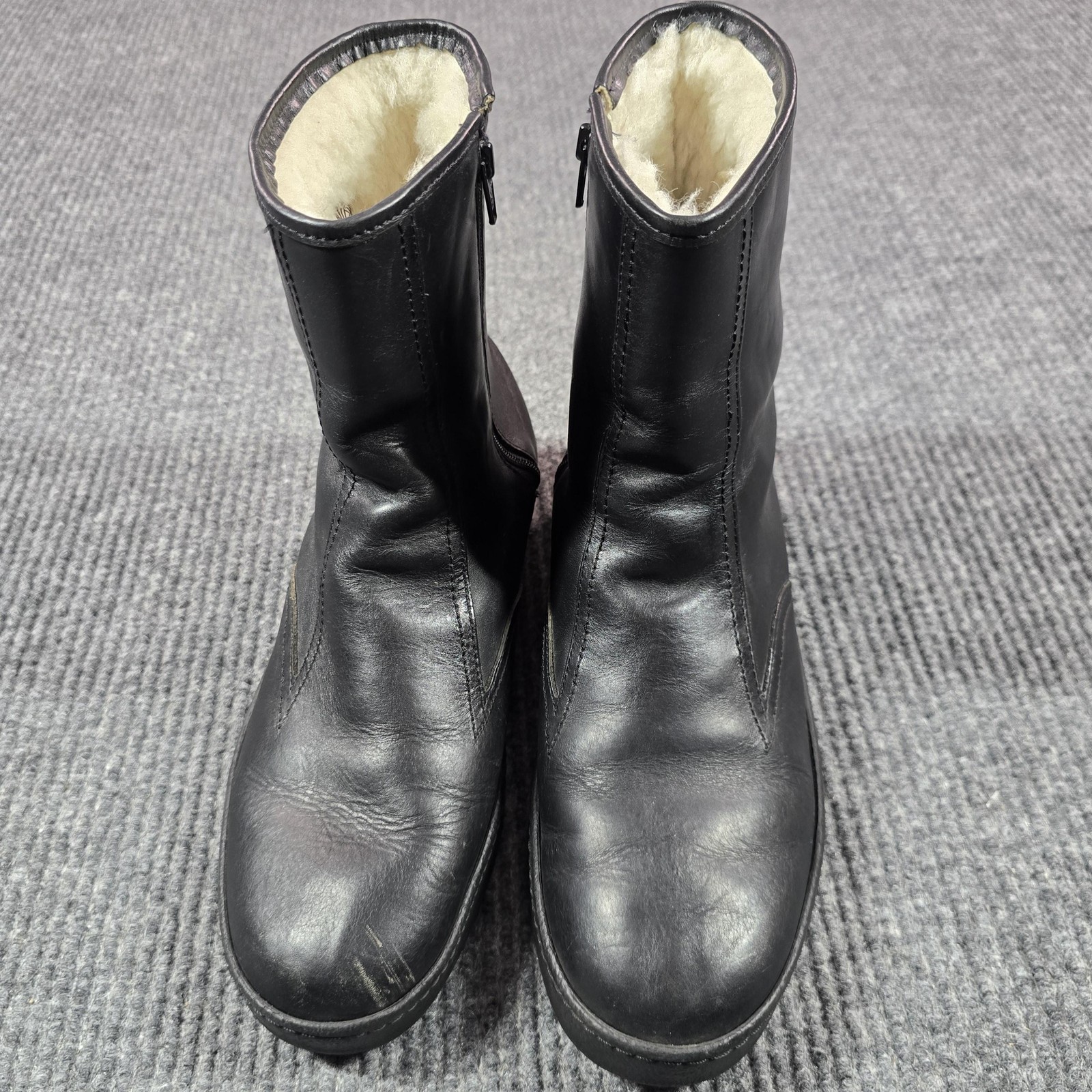 Bates Floaters Boots Womens Size 9 Black Leather Wool Lined Winter Snow USA