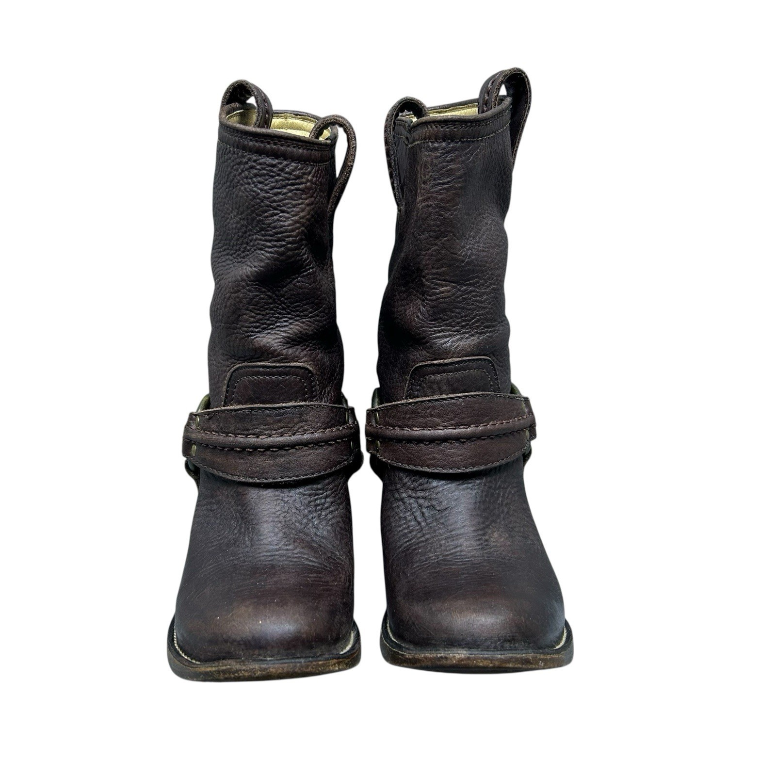 Frye Carmen Harness Short Leather Boots 77376 Womens Size 7 Biker Moto