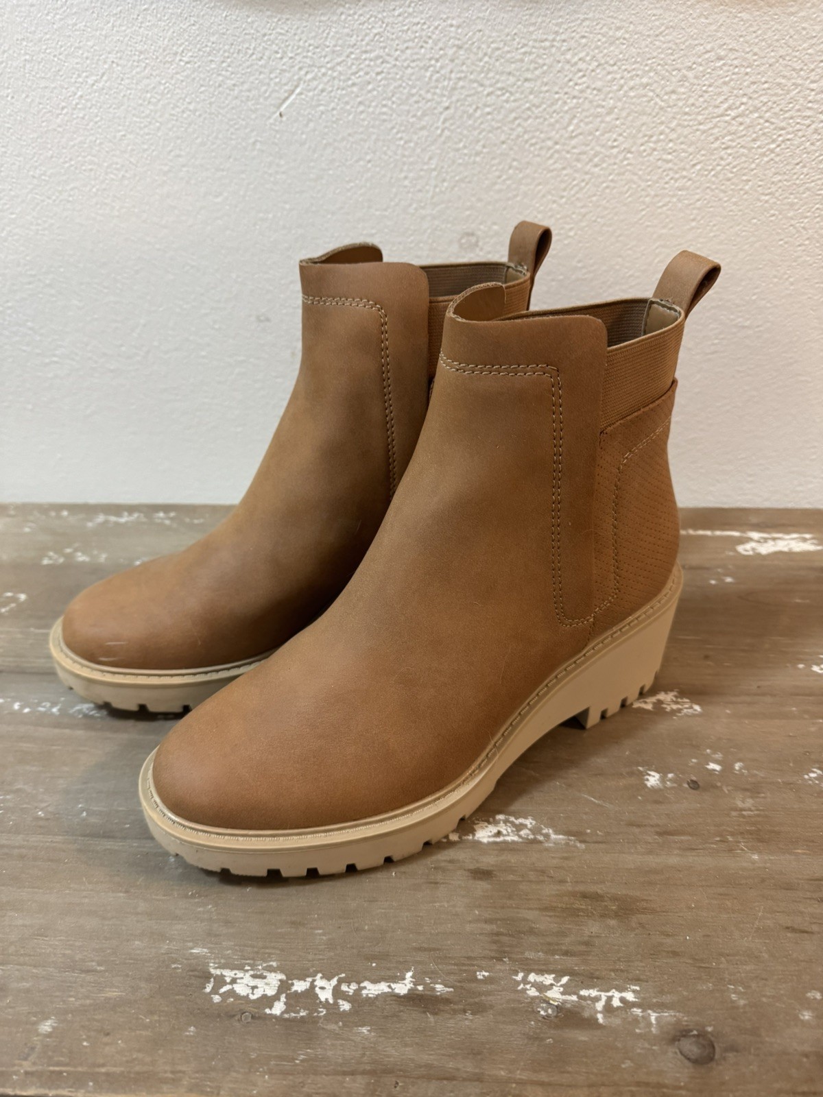 a.n.a Ana Womens Dante Cognac Block Heel Boots Size 8 Worn Once