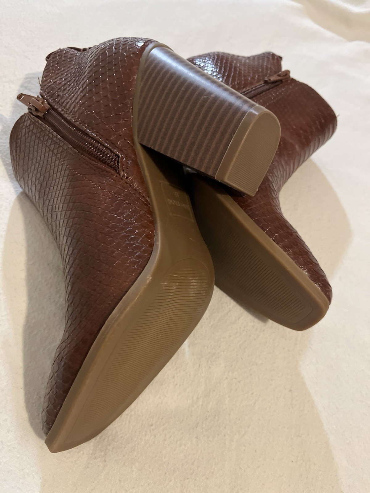 SUN + STONE Pollyy Dress Booties, Created for Macy’s – Walnut Snake Skin – 9 M