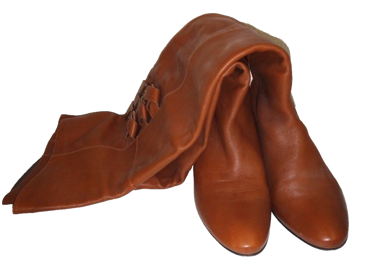 JOIE Vero Cuoio Knee High Flat Boots Brown Real Leather EU Size 40 / US Size 10