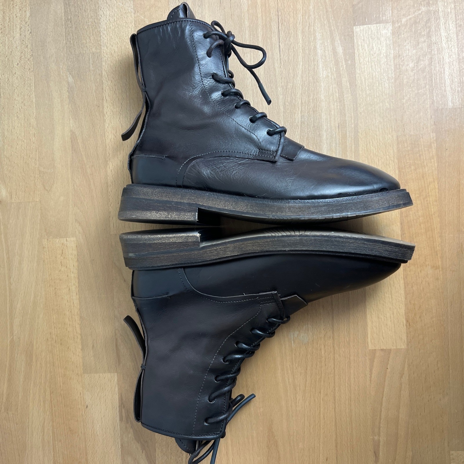 A.S.98 AS98 Chevy Lace Up Leather Combat Moto Boots Chocolate Brown