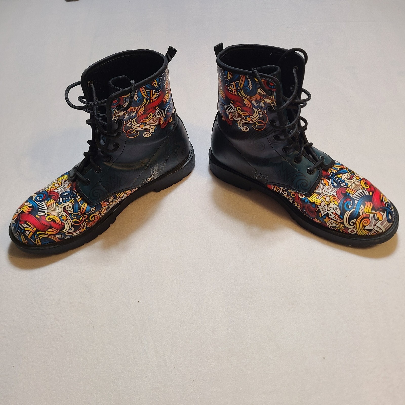 Unisex Yes We Vibe Vegan leather color Music Theme Bohemian Boots 10M/12W