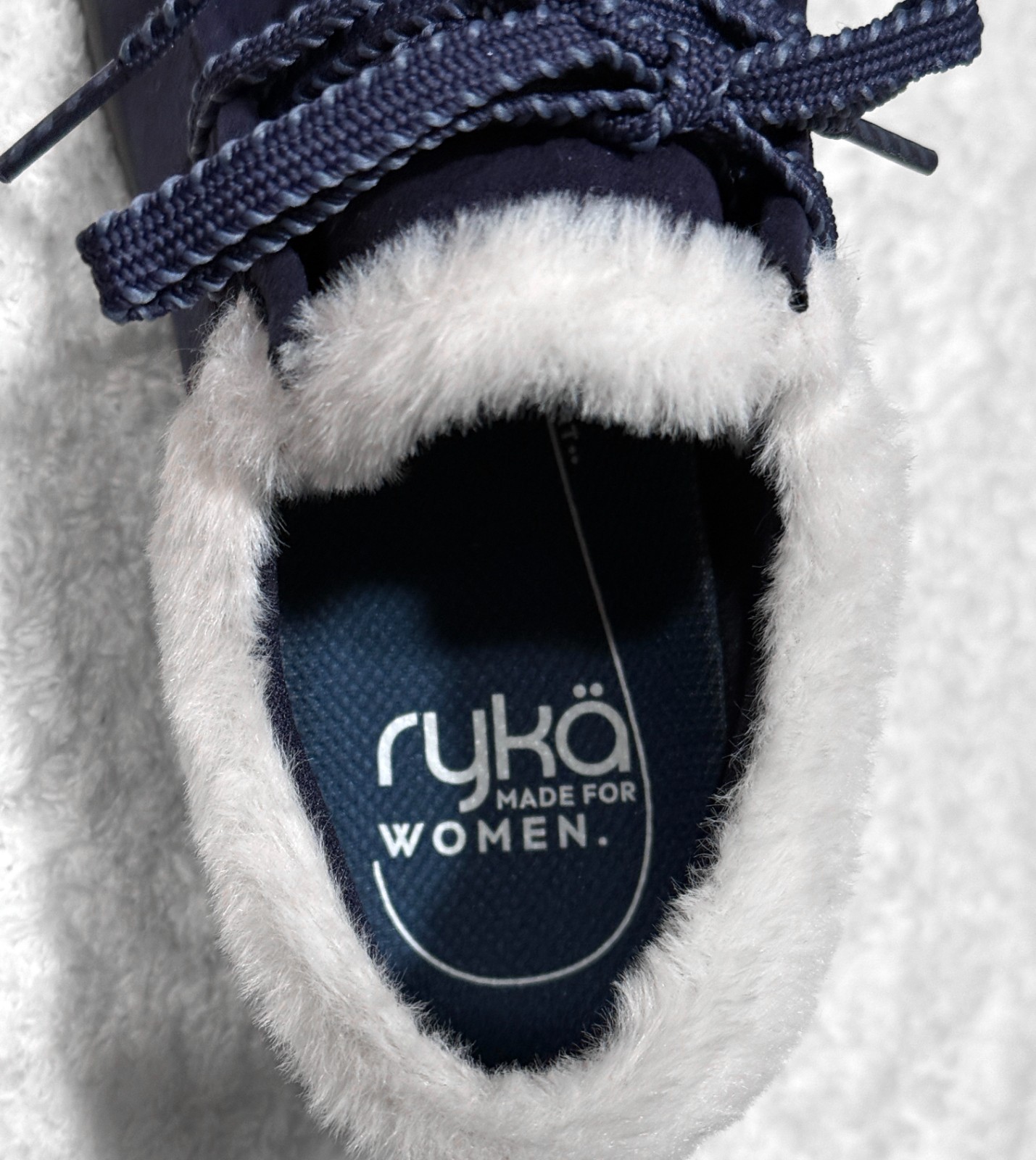 RYKA Avid Lace-Up Faux Fur Ankle Boots – Academy Blue – Women’s US 7/EU 37 -NIB