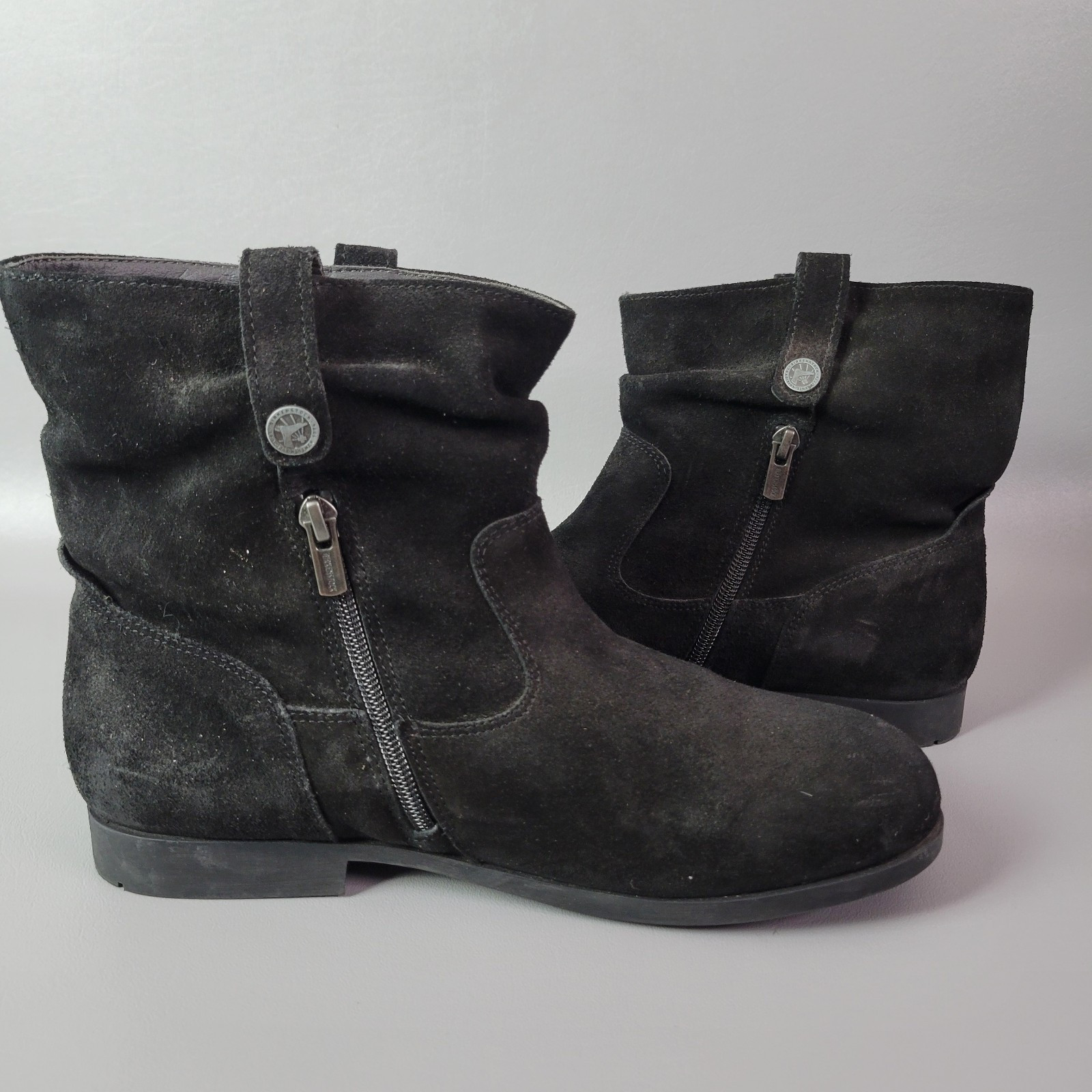 Birkenstock Sarnia Ankle Boots Black Suede Side Zip Pull On EU 41 US 10