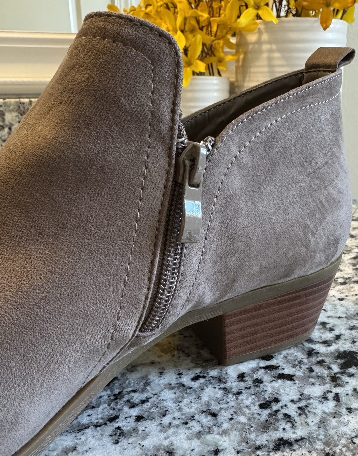 Torrid Taupe Faux Suede Ankle Booties Side Zip Solid Zipper Accent Women’s 10