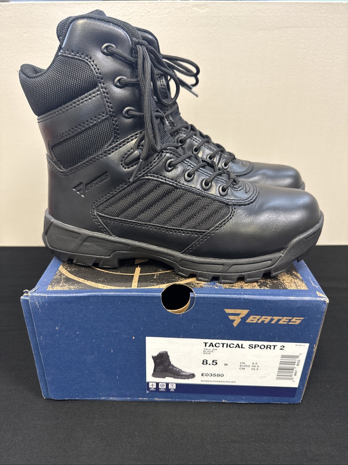 Bates Women’s Tactical Sport 2 Tall Side Zip Lace-Up Work Boot Black Size 8.5 M