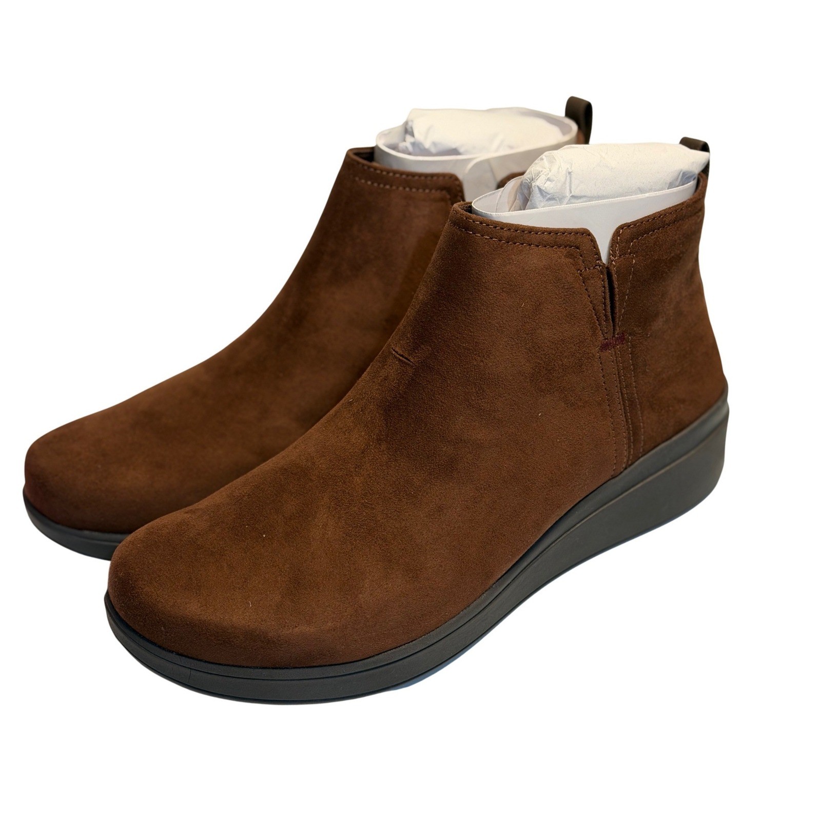 Ryka Lovely Ankle Boots Chicony Brown Water-Repellent Wedge Comfort Shoes 10