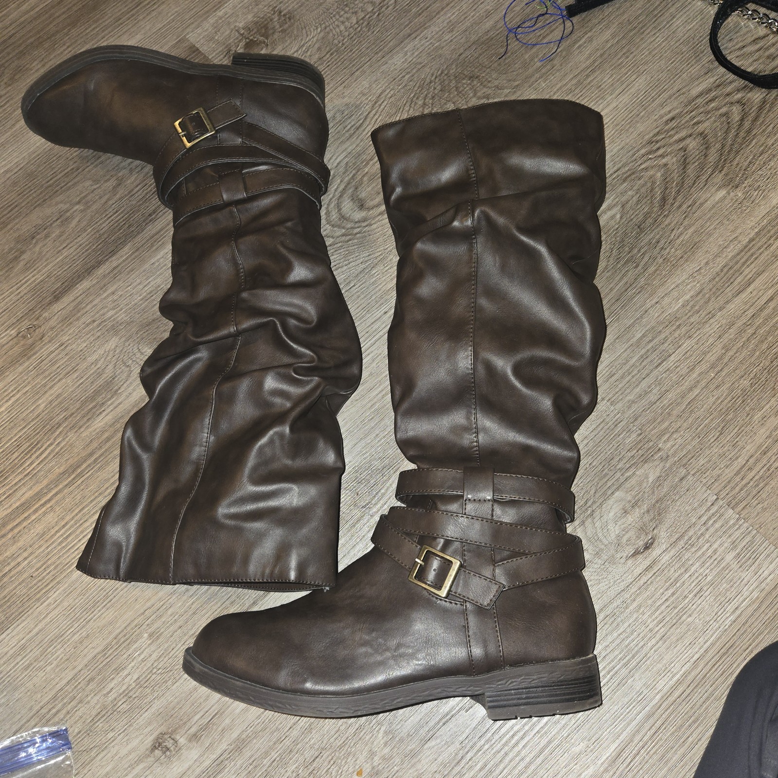 SM New York Women’s Cornelia Brown Tall Slouchy Riding Boots Size 9W Knee High