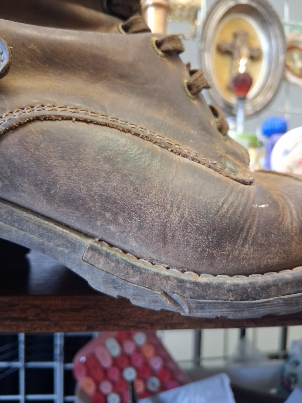 Taos Crave Rustic Brown Lace-Up Leather Combat Boots Size 9/9.5 Suede Sides