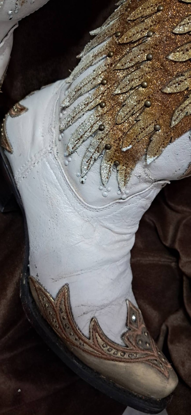 CORRAL VINTAGE ANGEL WINGS Embroidery WITH CRYSTAL Snip Toe BOOT 7.5 M