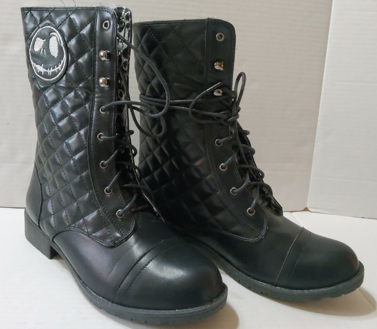 Nightmare Before Christmas Quilted Boots Lace Up Fold Down Women’s Size 9