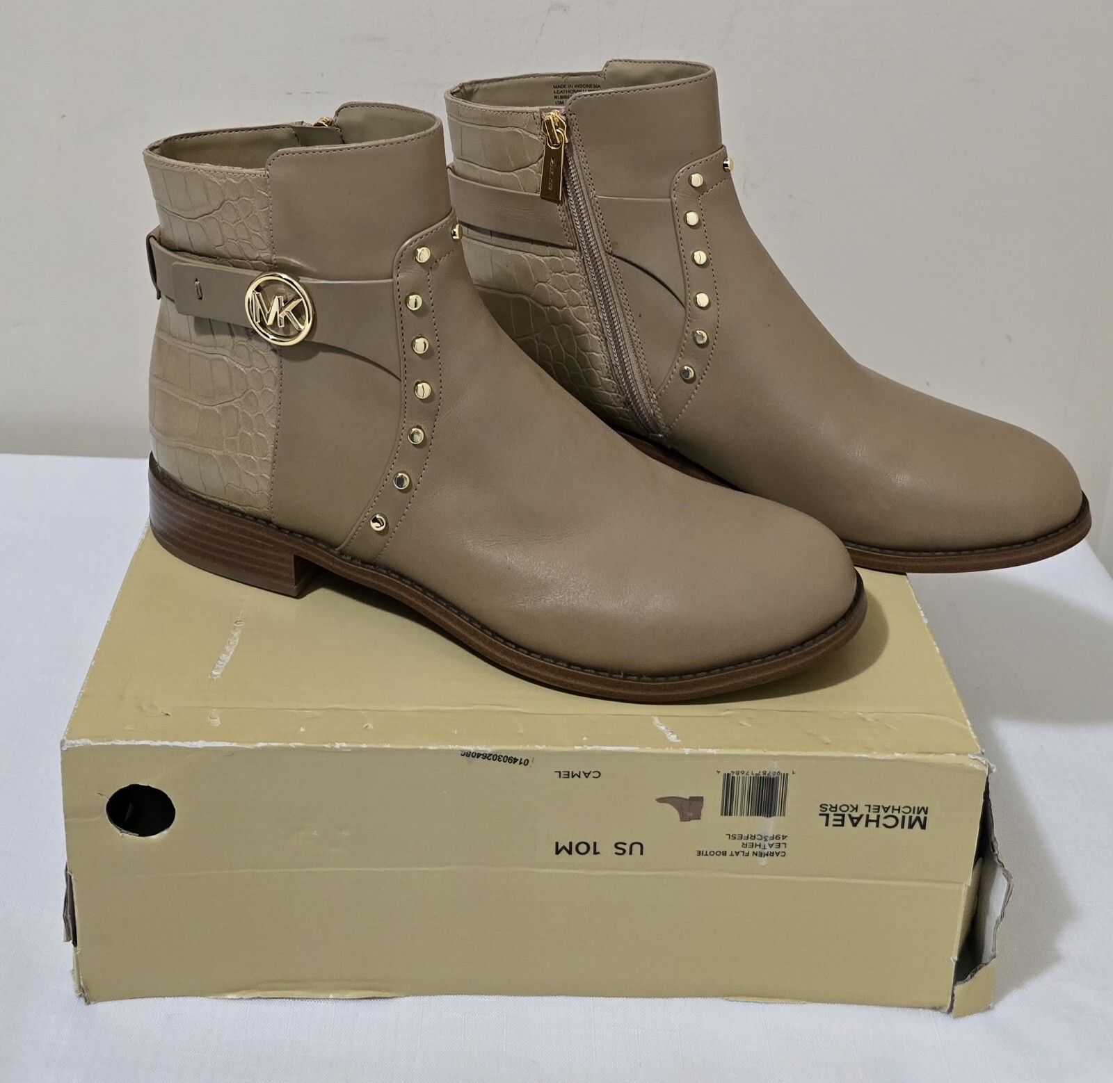 Michael Kors Carmen Flat Crocodile Embossed Leather Ankle Boot Size:10M NEW $325
