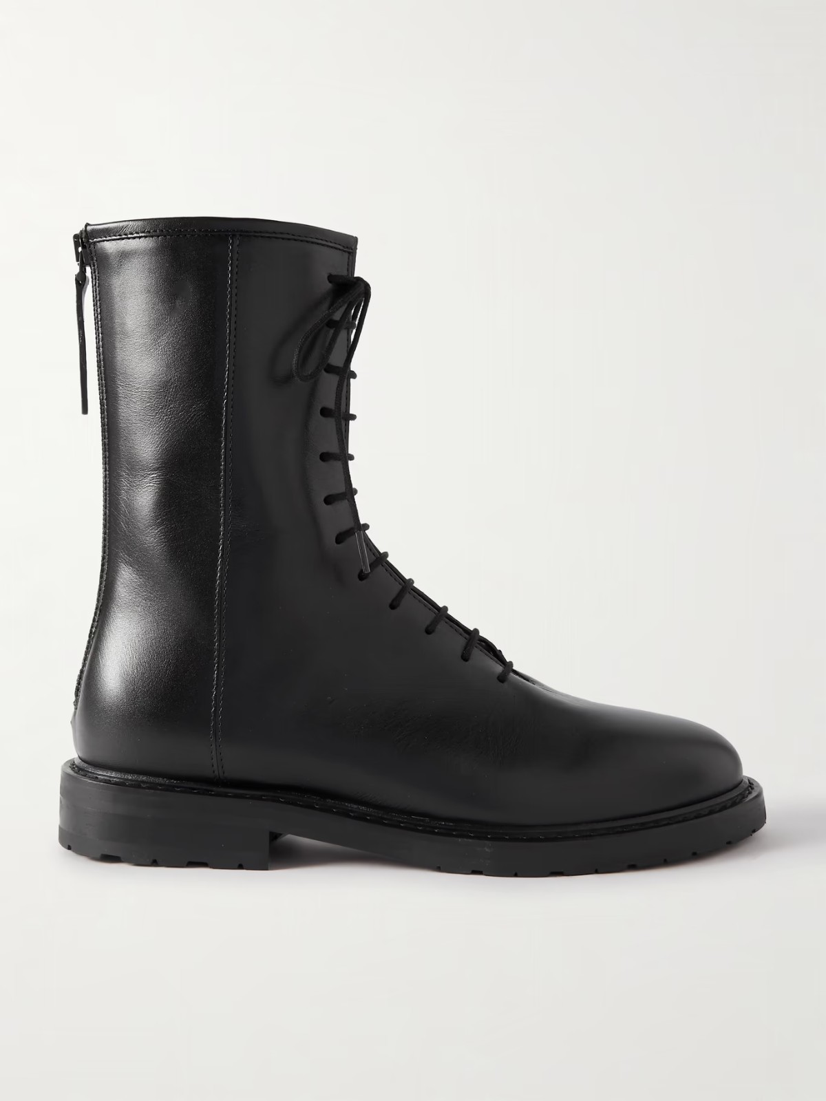 LEGRES Combat Leather Ankle Boots Sheepskin Lined Made In ITALY EU 39 US 9