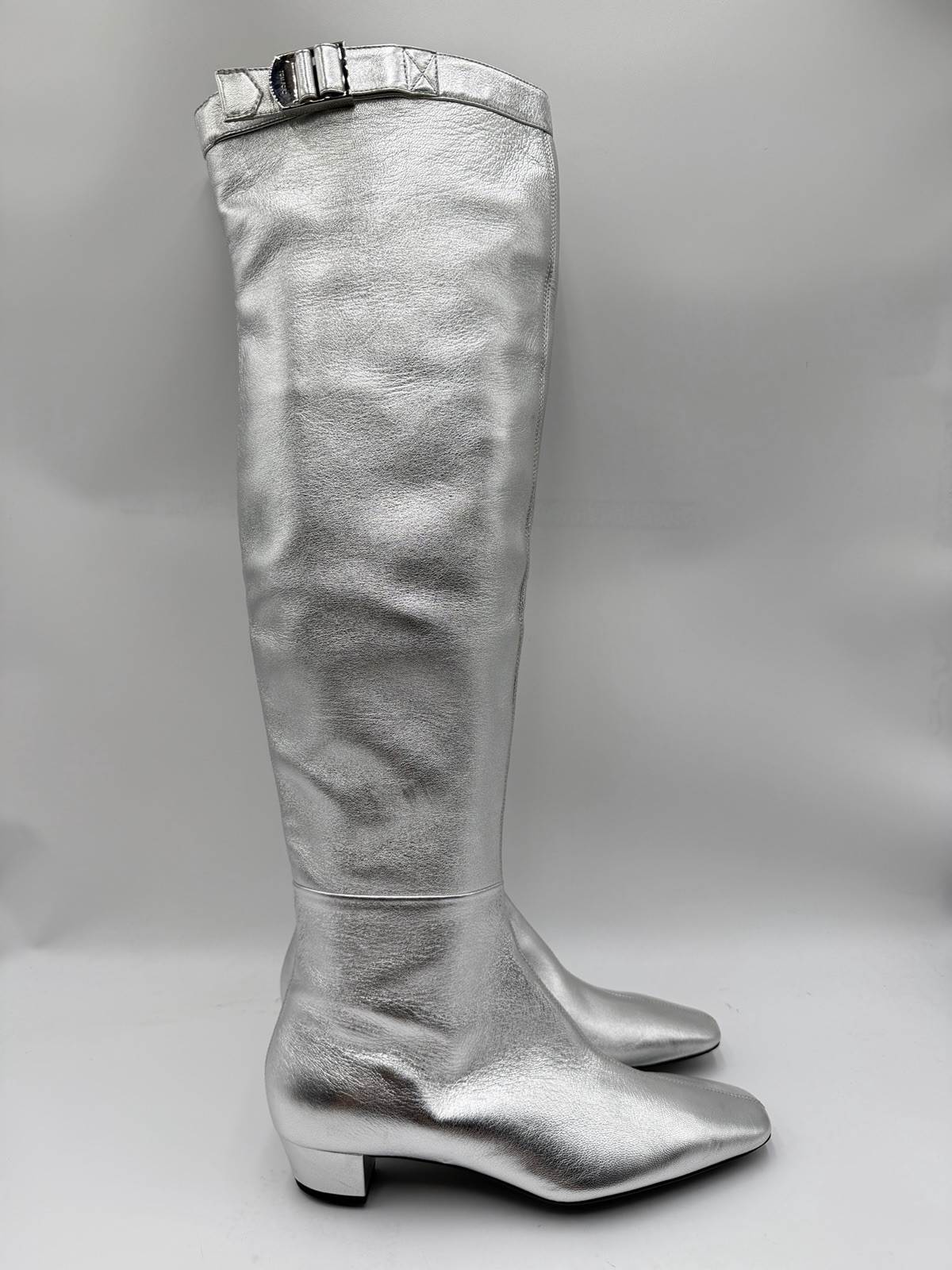 Tom Ford Women’s Metallic Over-the-knee Boots Silver Size 40