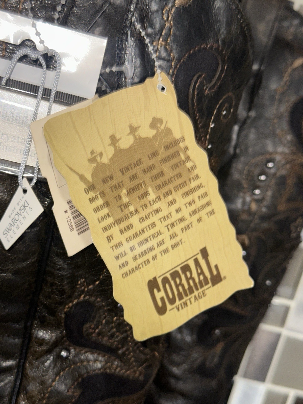 Corral Boots Snip Toe Black/Gray Python Cross Cowgirl Swarovski Size 10.5M