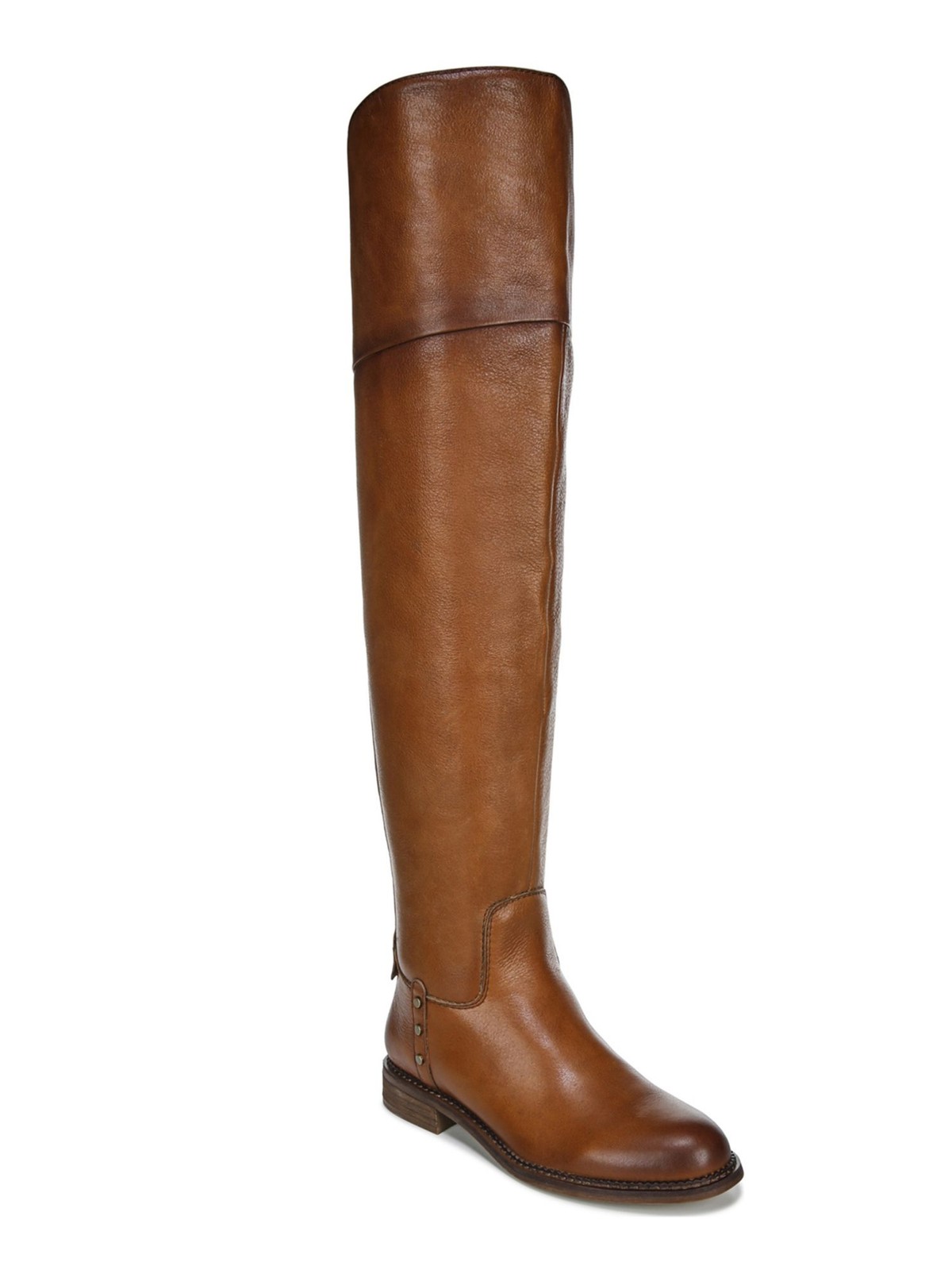 FRANCO SARTO Womens Brown Studded Almond Toe Stacked Heel Leather Boots 6