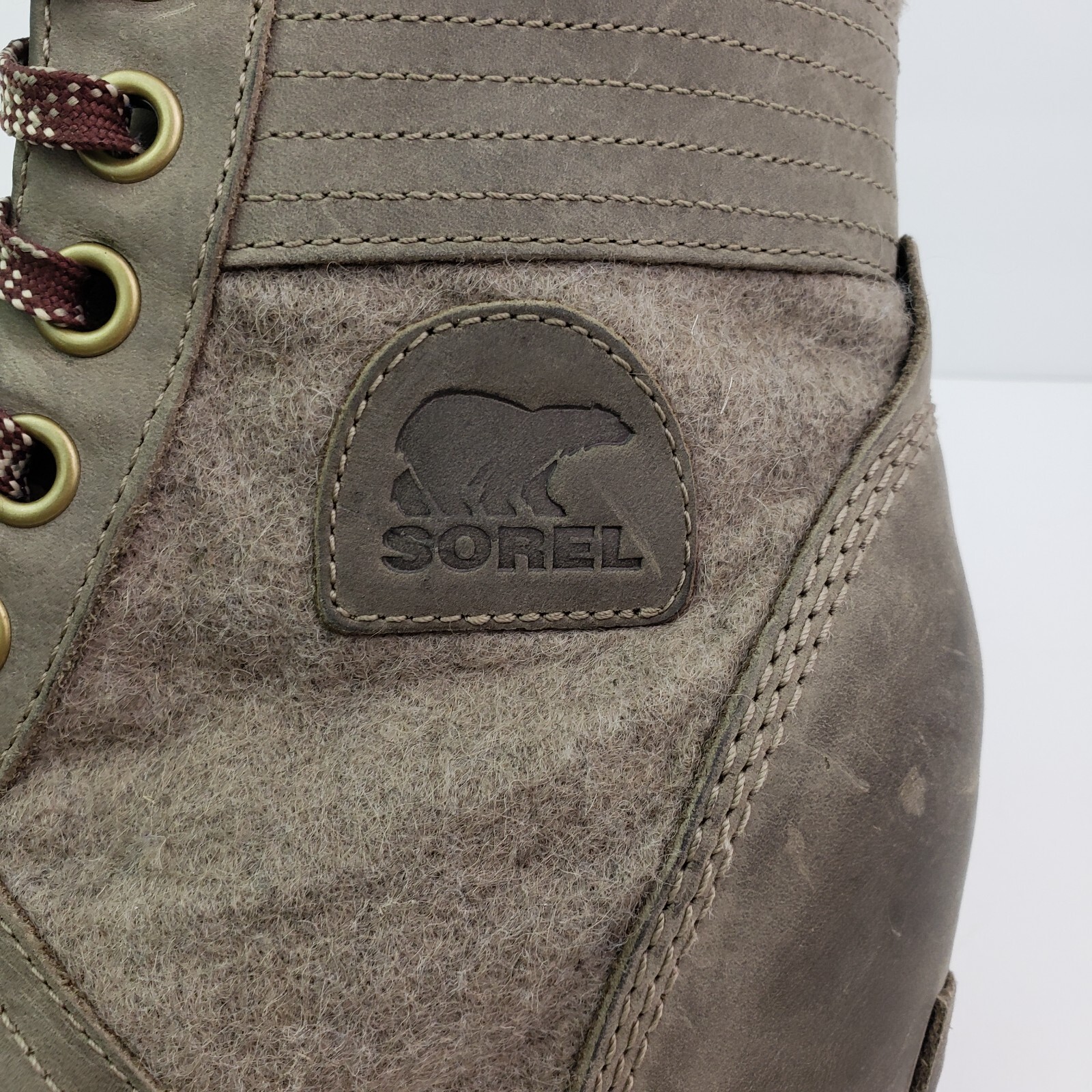 Sorel Lexie Womens Size 9 Khaki II Leather Hidden Wedge Ankle Bootie Boots