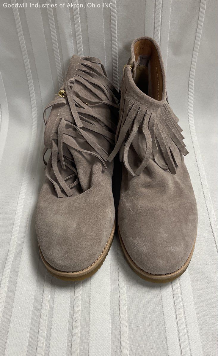 Kate Spade New York Tatum Gray Suede Fringe Ankle Booties COA Size 9.5