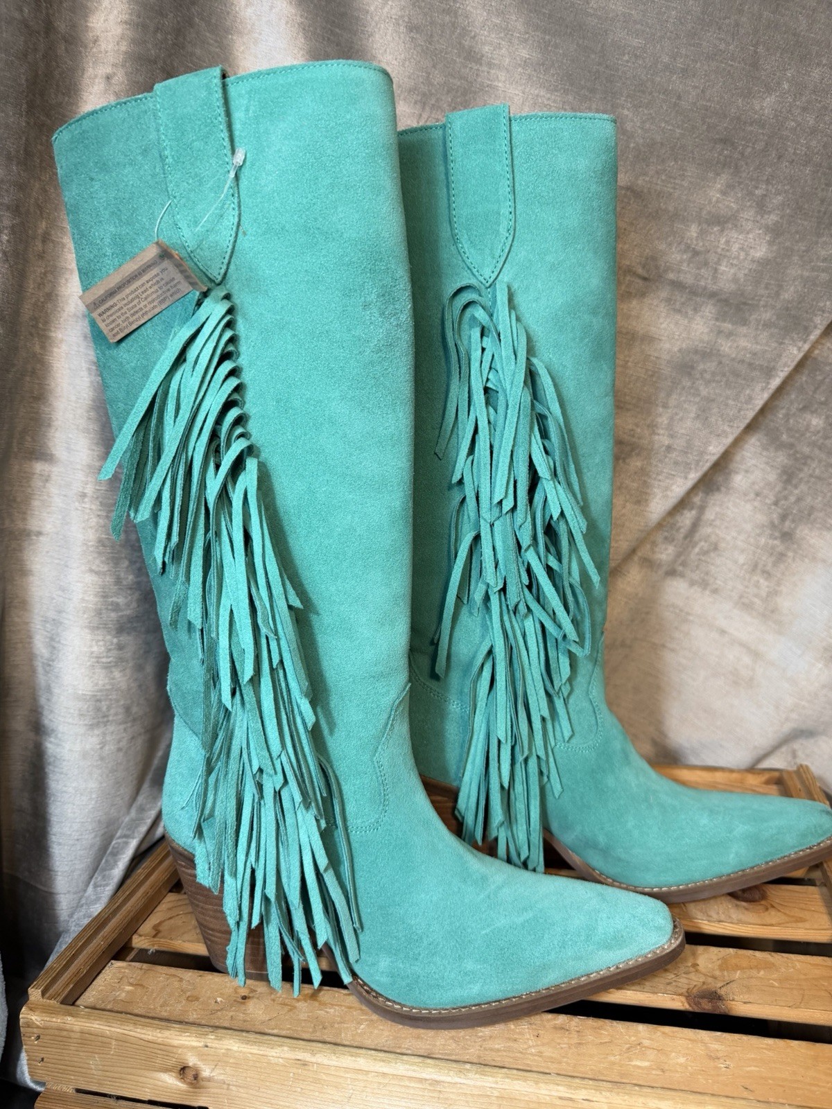 Dingo Women’s NEW Twister Leather/Suede Tall Turquoise Boots. Size 8M MSRP $179.