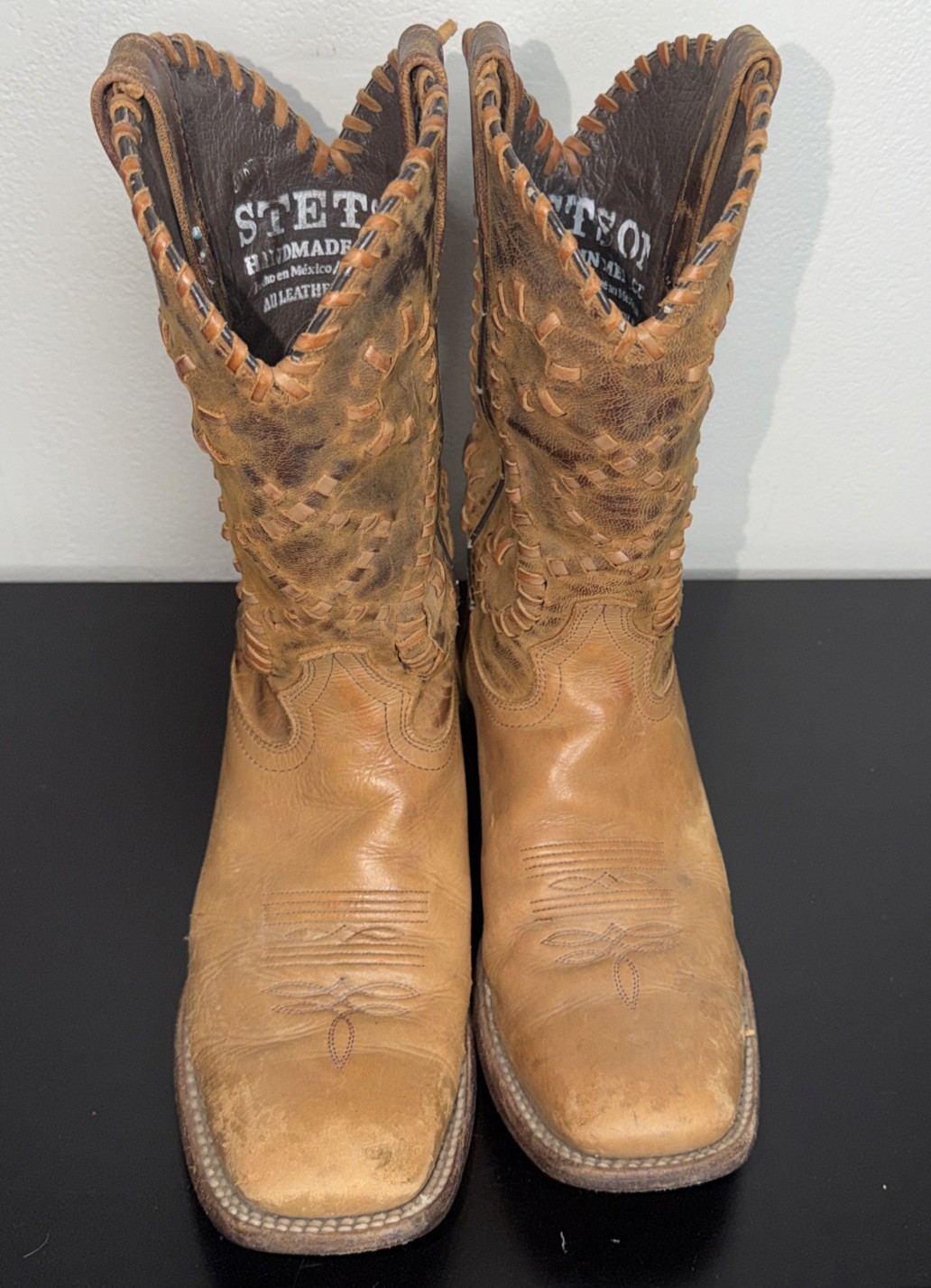 Stetson Cowboy Boots 8 B Women’s Brown Leather Handmade Mexico Cowgirl