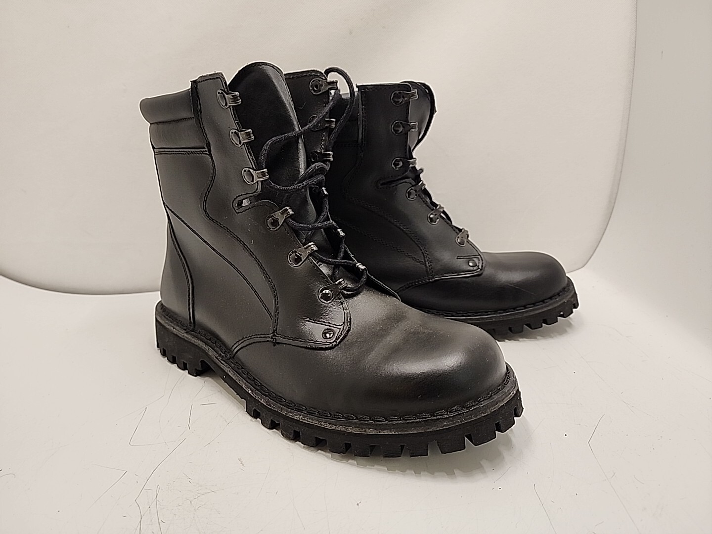 Italian black leather boots, Combat, Work, Saftey. Biagioli Insoles. Size 10, 44