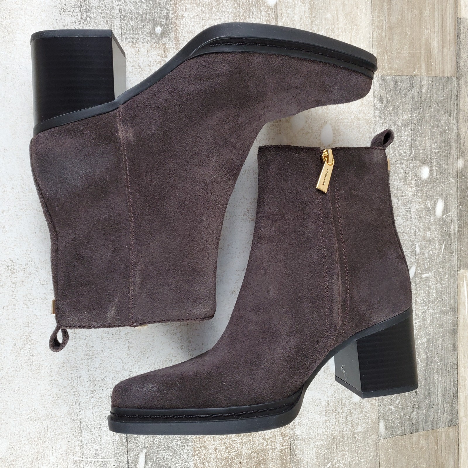 Michael Kors Lex Bootie Womens Sz 6 M Chocolate Suede Side Zip Almond Toe Ankle