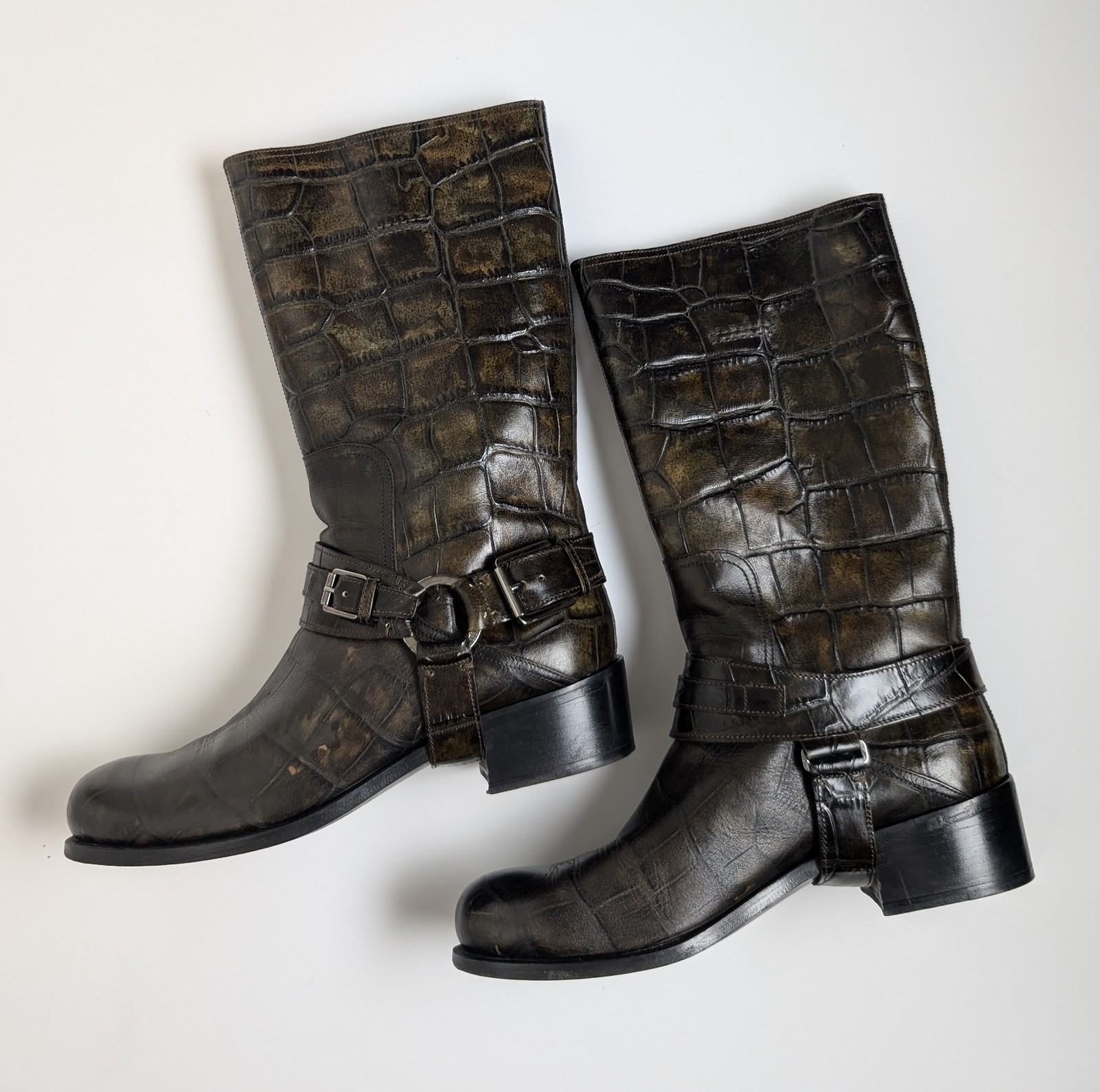 Christian Dior Women’s Harness Boots EU 41 / US 10–10.5 Made in Italy Croc Print