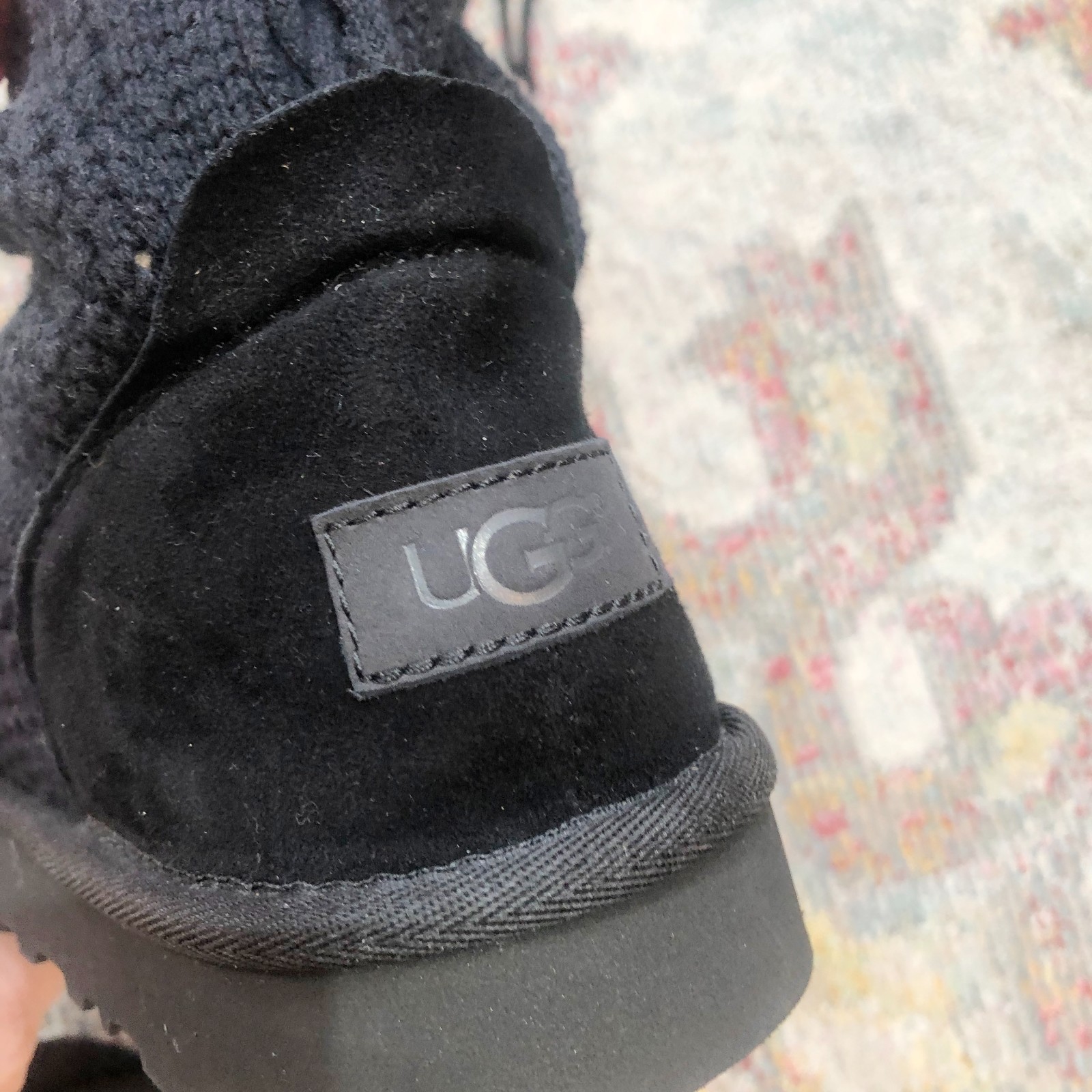 NEW! Ugg Australia Women’s Classic Floral Granny Crochet 1095270 Black Boots 7