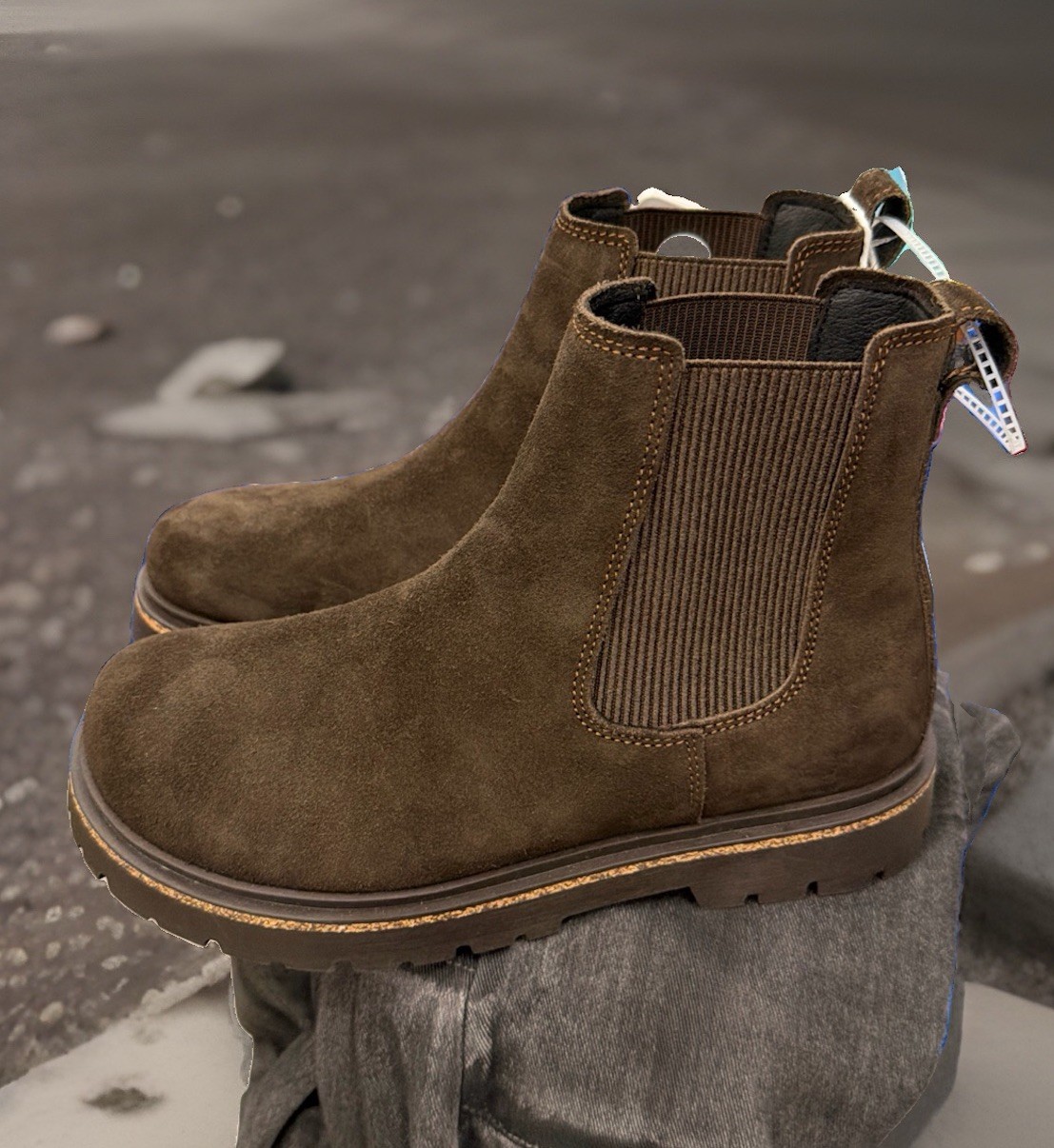 Birkenstock Highwood Chelsea Boots Brown Leather Suede Womens US 8 EU 39 New