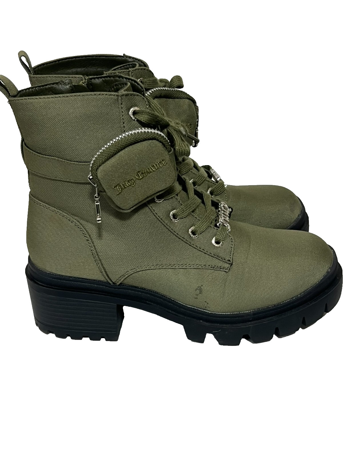 Juicy Couture Women’s Quentin Combat Boots Olive Green Fashion Boots Size 10