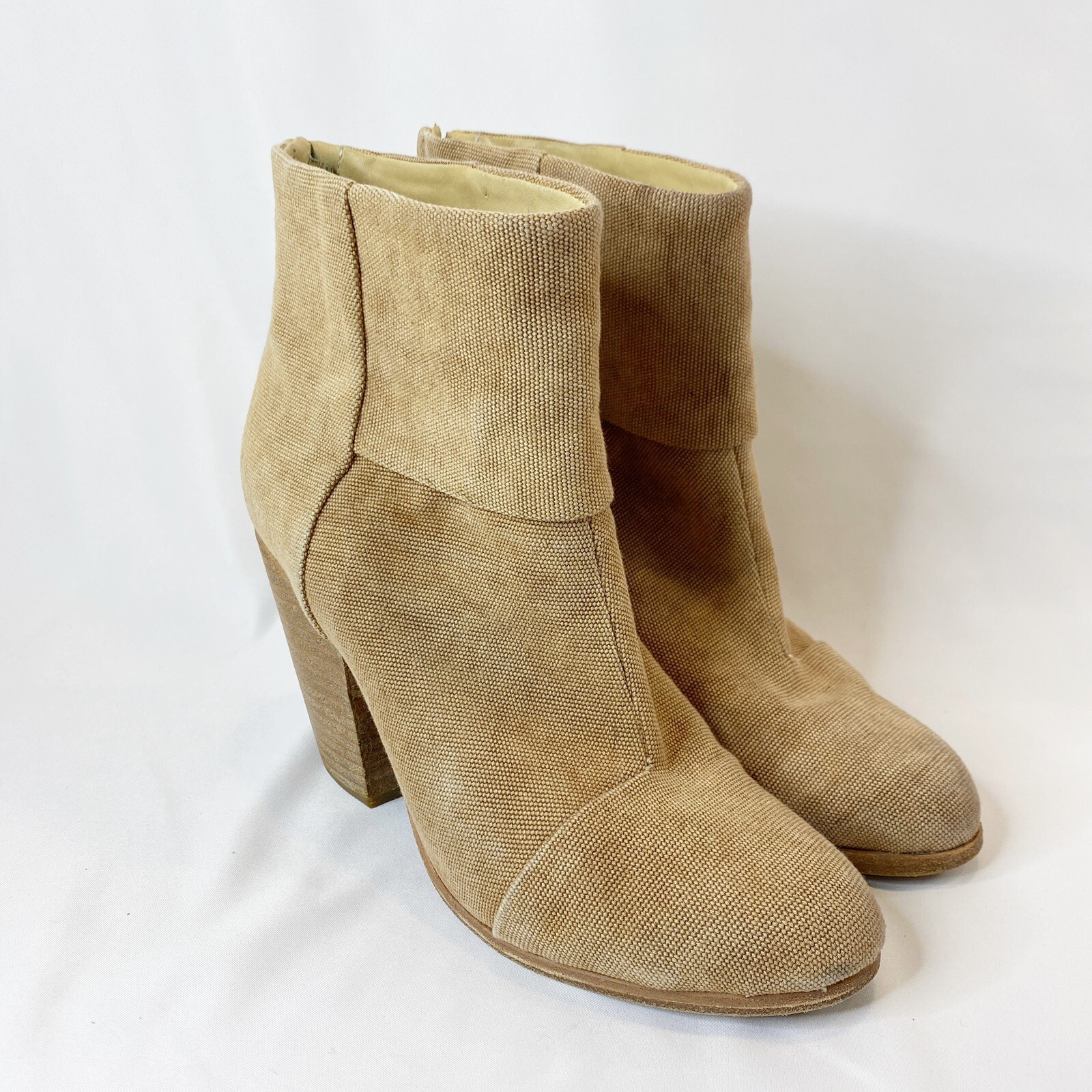 Rag & Bone Boot Bootie Newbury Classic Canvas size 9.5 Khaki Tan Beige Heels