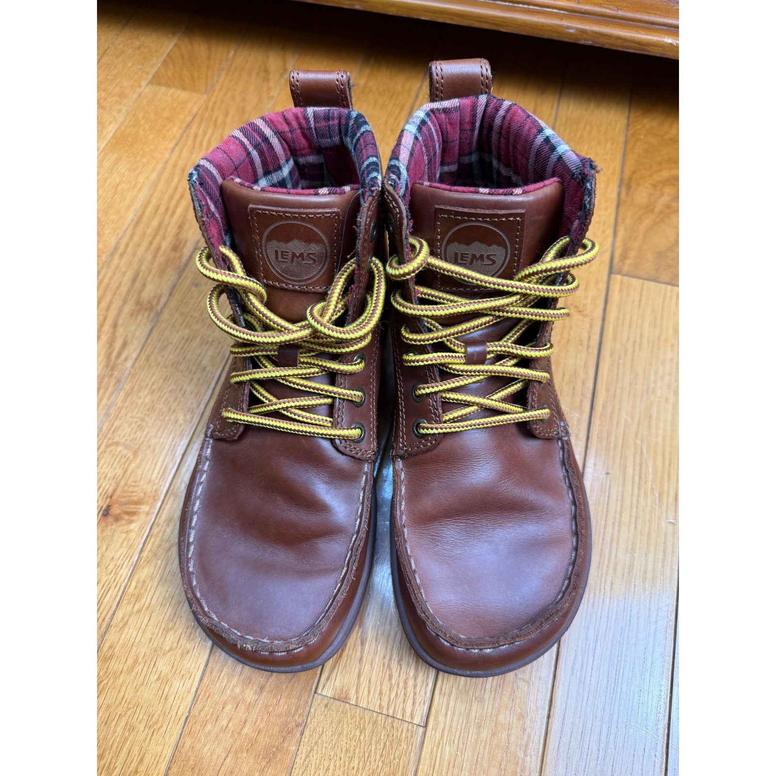 Lems Boulder Boot Leather Russet Brown Barefoot Minimalist Women 8 Men 6.5