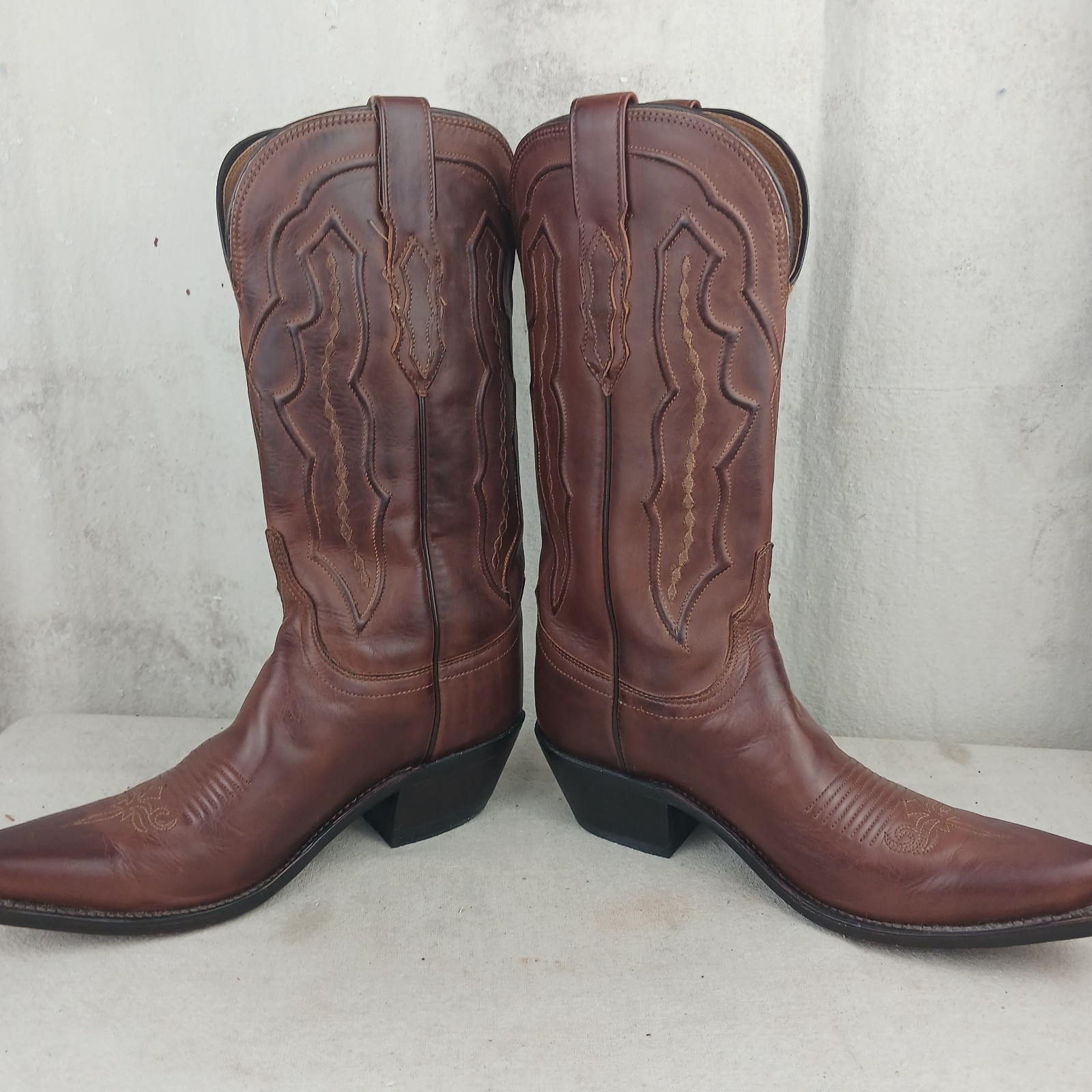 Brown Leather Lucchese Snip Toe Cowboy Boots Women’s Size 7 1/2